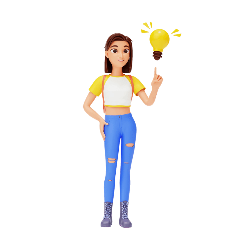 Learner Character with Lightbulb